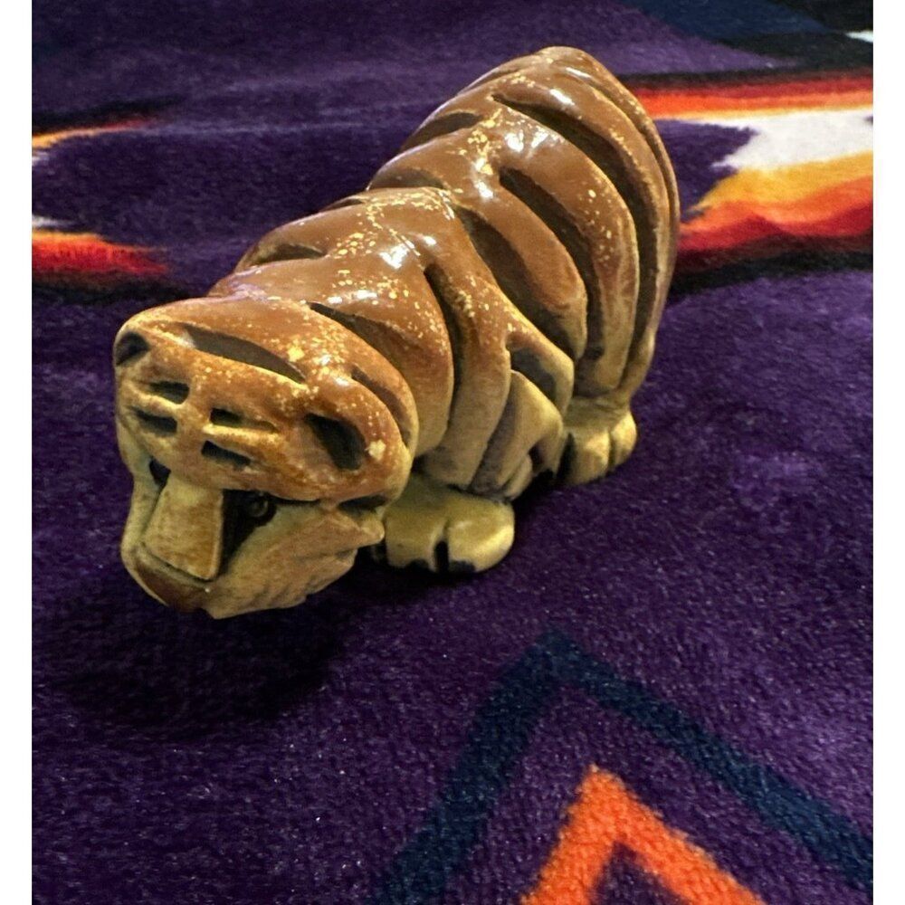 Vtg Artesania Rinconada Ceramic Female‎ Tiger Cat Animal Figurine Uruguay Signed